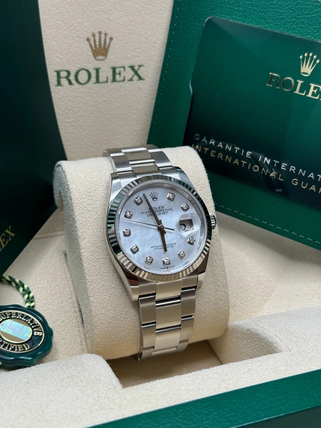 【1:1 Super Clone】  Datejust 36mm 126234 Mother of Pearl Diamond Dial Oyster Stainless Steel