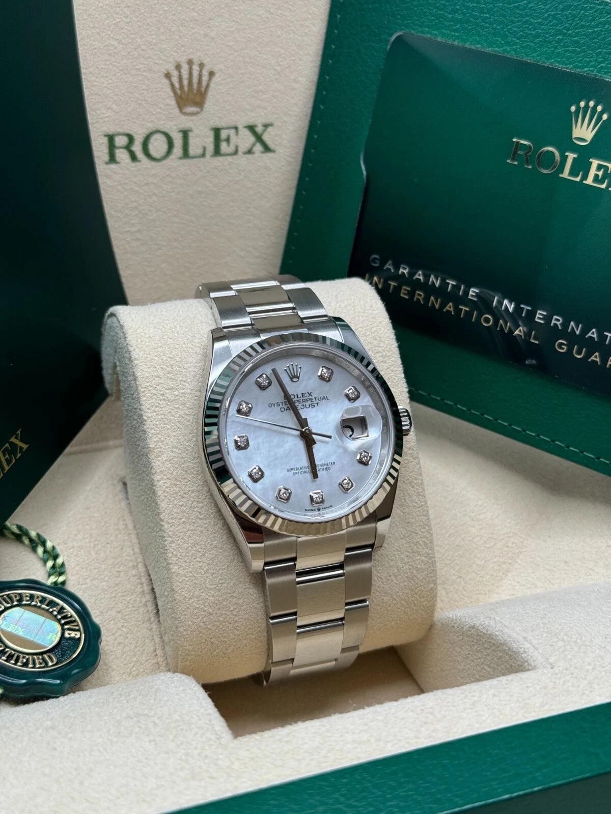 【1:1 Super Clone】  Datejust 36mm 126234 Mother of Pearl Diamond Dial Oyster Stainless Steel