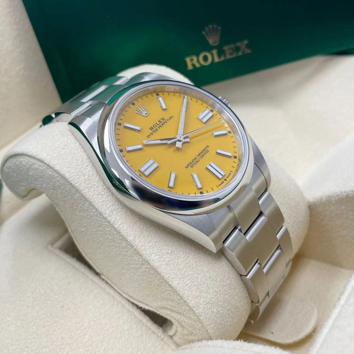 【1:1 Super Clone】 Oyster Perpetual 36mm 126000-0004 Yellow Dial Stainless Steel Oyster Bracelet