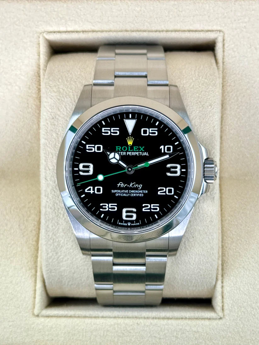 【1:1 Super Clone】  Oyster Perpetual Air King Black Dial Steel Mens Watch 126900 Box Card