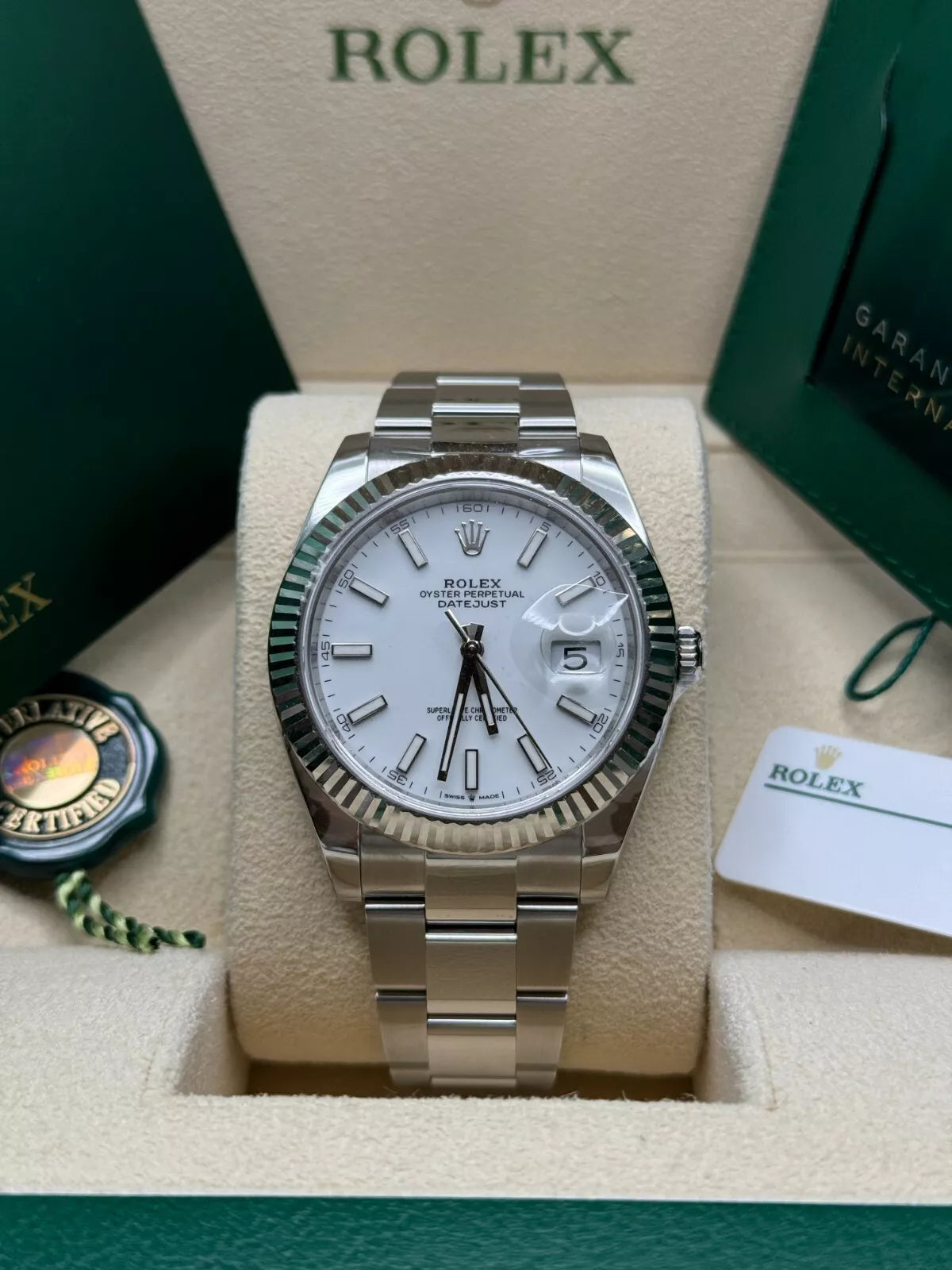 【1:1 Super Clone】  Datejust 41mm  White Index Oyster Stainless Steel Men’s Watch - 126334