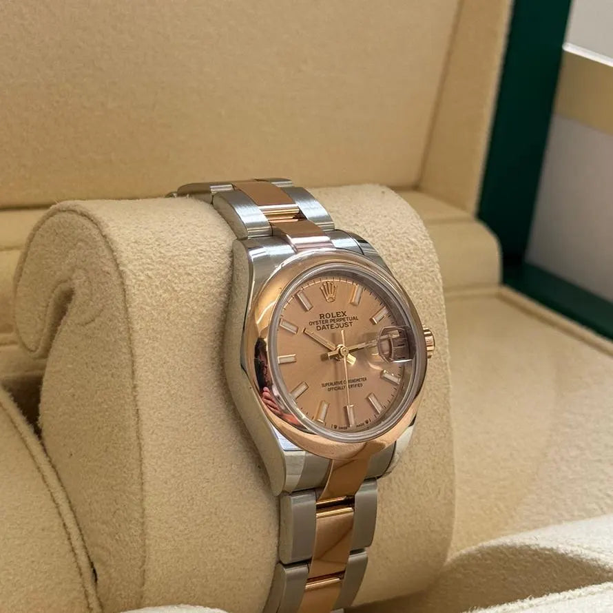 【1:1 Super Clone】 Lady-Datejust 28mm  279161 Rose Stick Dial, Two Tone Stainless Steel & 18K Rose Gold Oyster Bracelet Women's Watch
