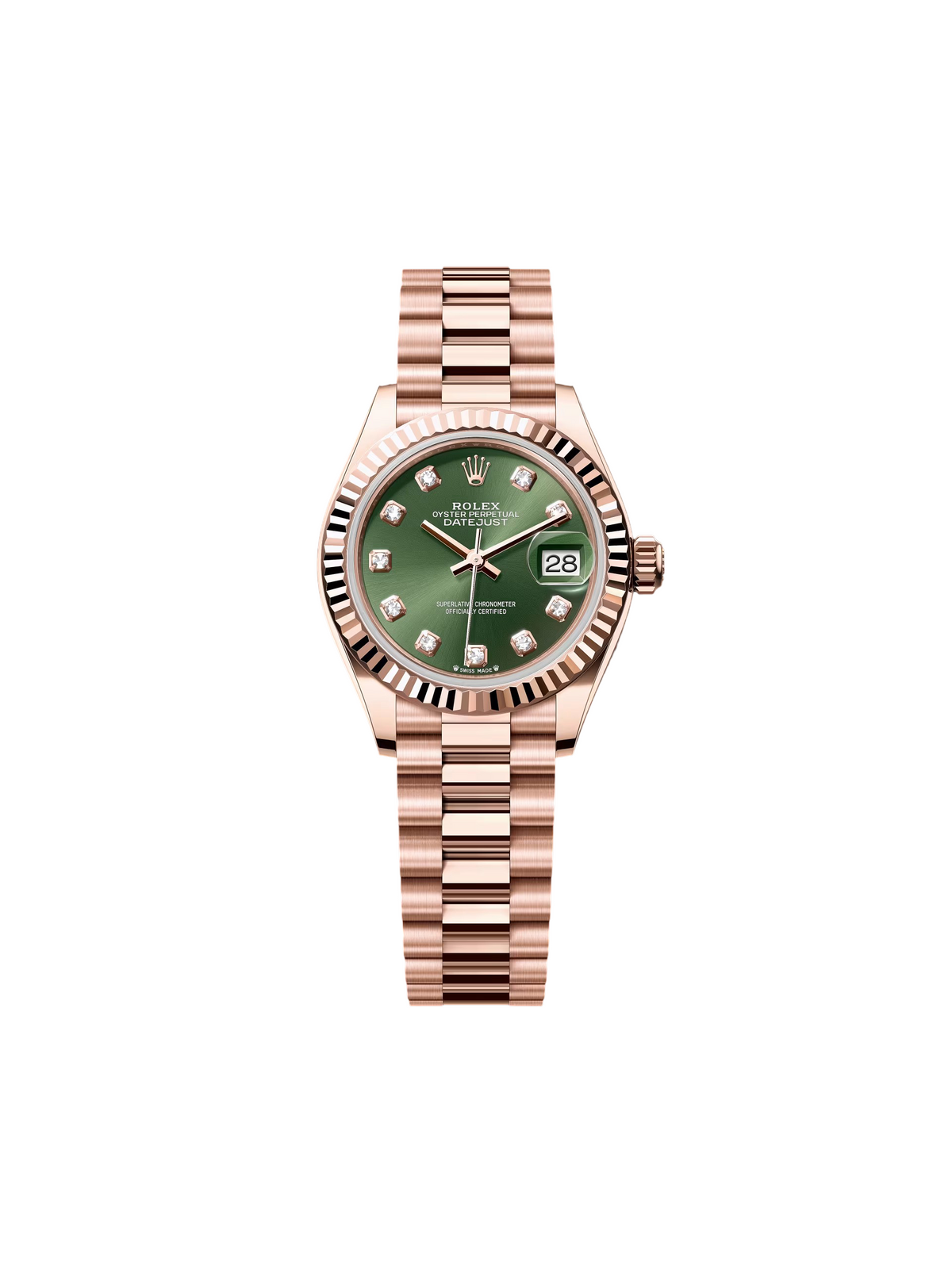 【1:1 Super Clone】 Lady-Datejust 28mm 279175 Green Diamond-Set Dial President Everose Gold
