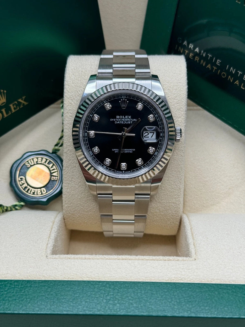 【1:1 Super Clone】  Datejust 41mm 126334 Black Diamond Oyster Stainless Steel Mens Watch
