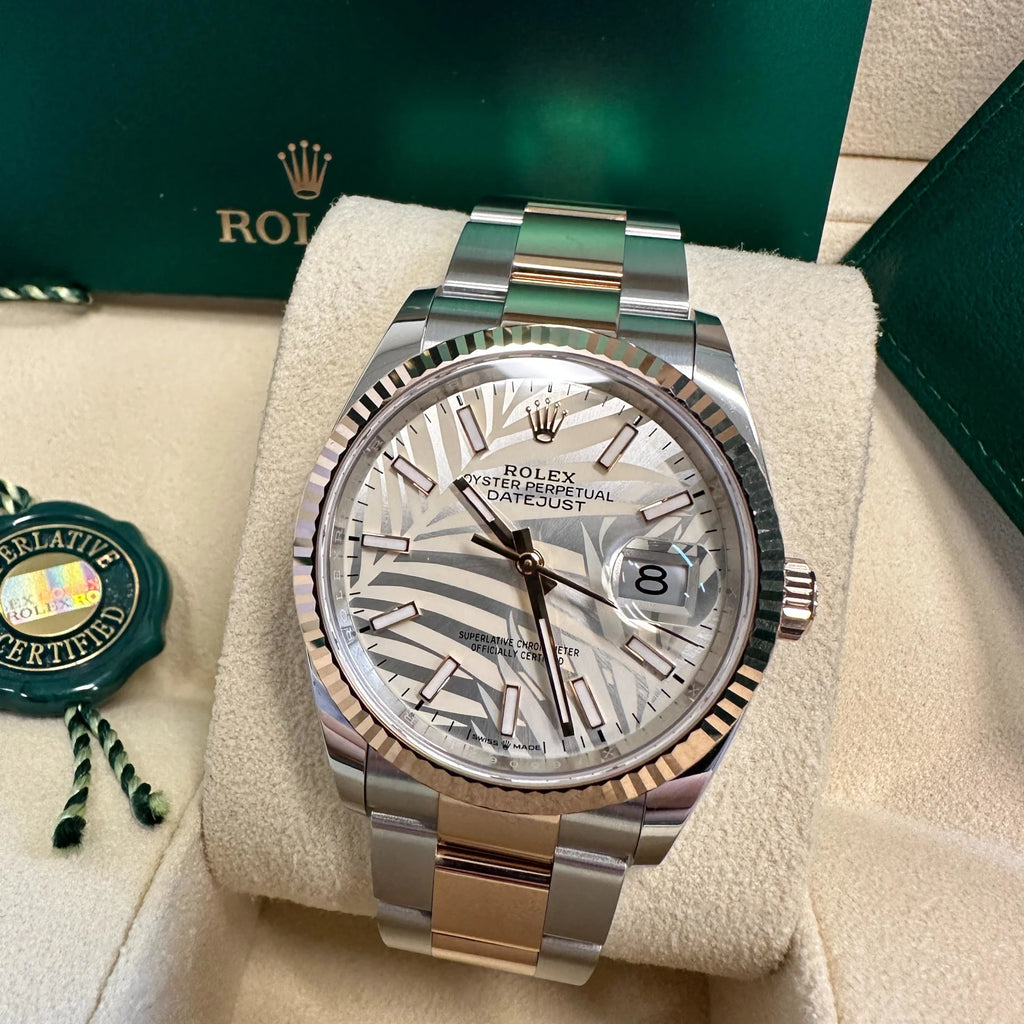 【1:1 Super Clone】  Datejust 36mm 126231 Silver Palm Motif Dial Oyster Bracelet