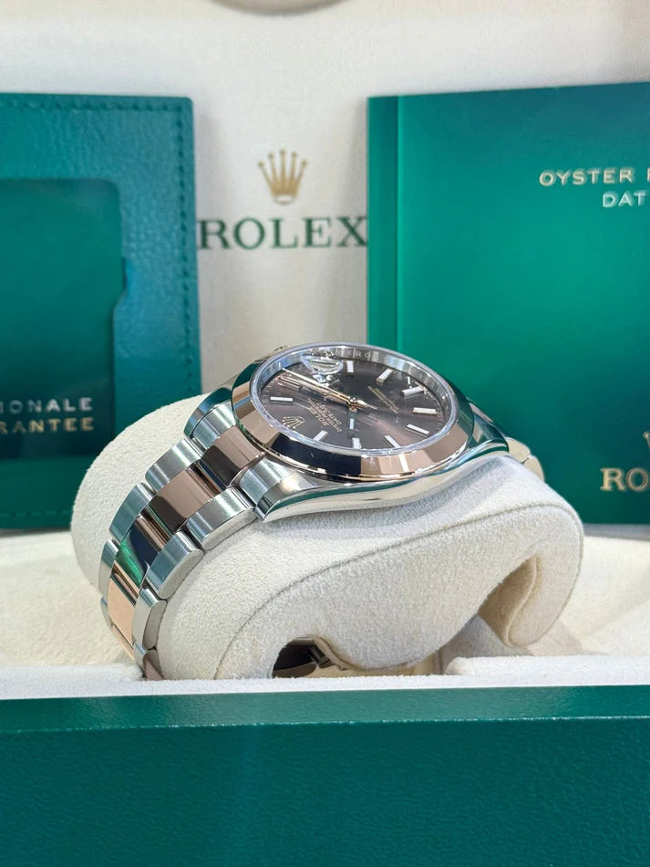 【1:1 Super Clone】 Datejust 41mm 126301 Chocolate Index Oyster Steel and Everose Gold Watch