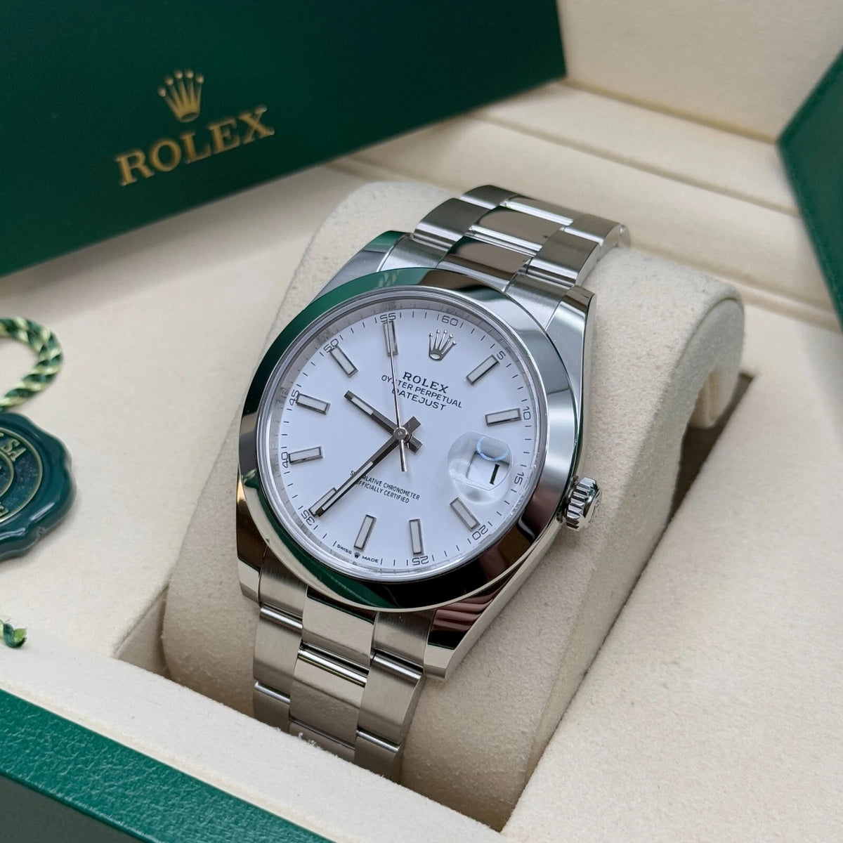 【1:1 Super Clone】  Datejust 41mm 126300 White Index Oyster Stainless Steel Watch