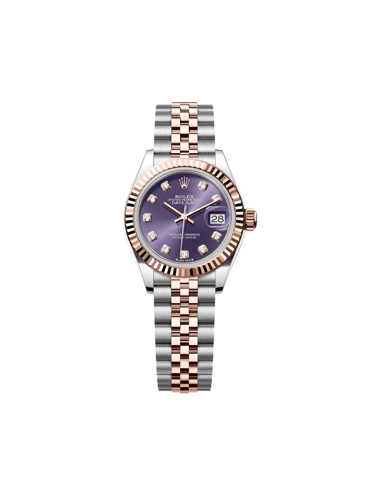 【1:1 Super Clone】 Lady-Datejust 28mm 279171 Aubergine Diamond Oyster Stainless Steel and Rose Gold
