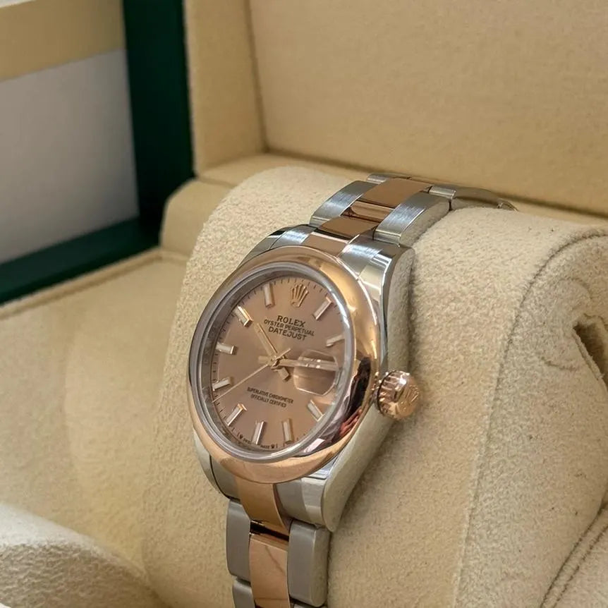 【1:1 Super Clone】 Lady-Datejust 28mm  279161 Rose Stick Dial, Two Tone Stainless Steel & 18K Rose Gold Oyster Bracelet Women's Watch