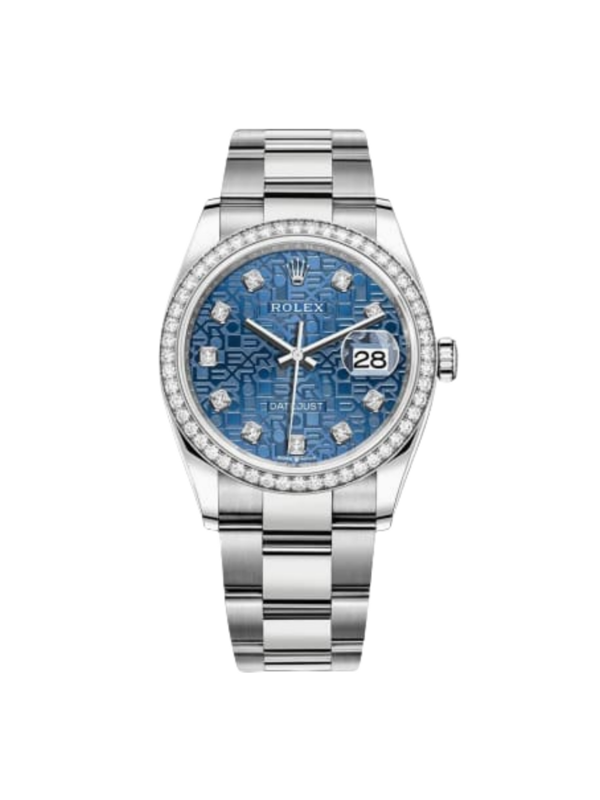 【1:1 Super Clone】  Datejust 36mm 126284 Blue Jubilee Diamond Dial & Diamond Bezel, Stainless Steel Oyster Bracelet Watch