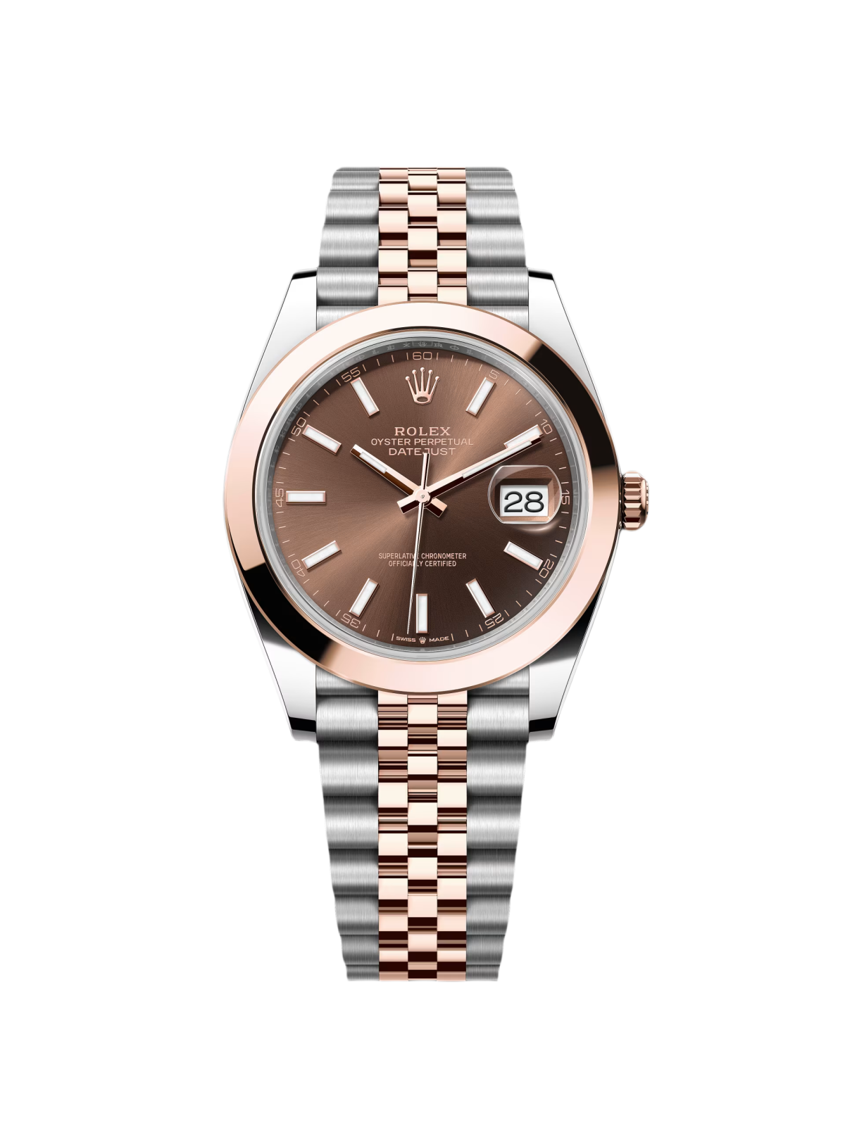 【1:1 Super Clone】 Datejust 41mm 126301 Chocolate Index Oyster Steel and Everose Gold Watch