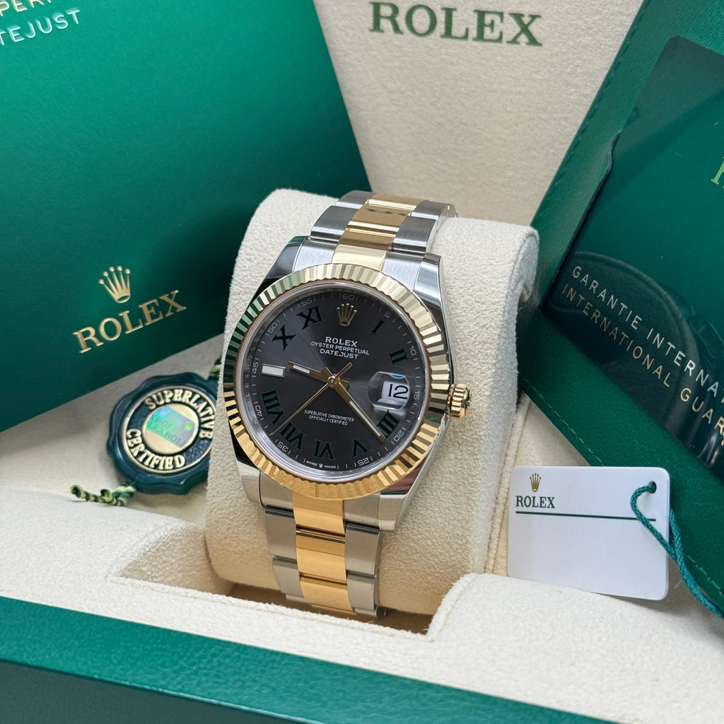 【1:1 Super Clone】  Datejust 41mm 126333 Two-Tone Yellow Gold Fluted Bezel "Wimbledon" Dial Oyster