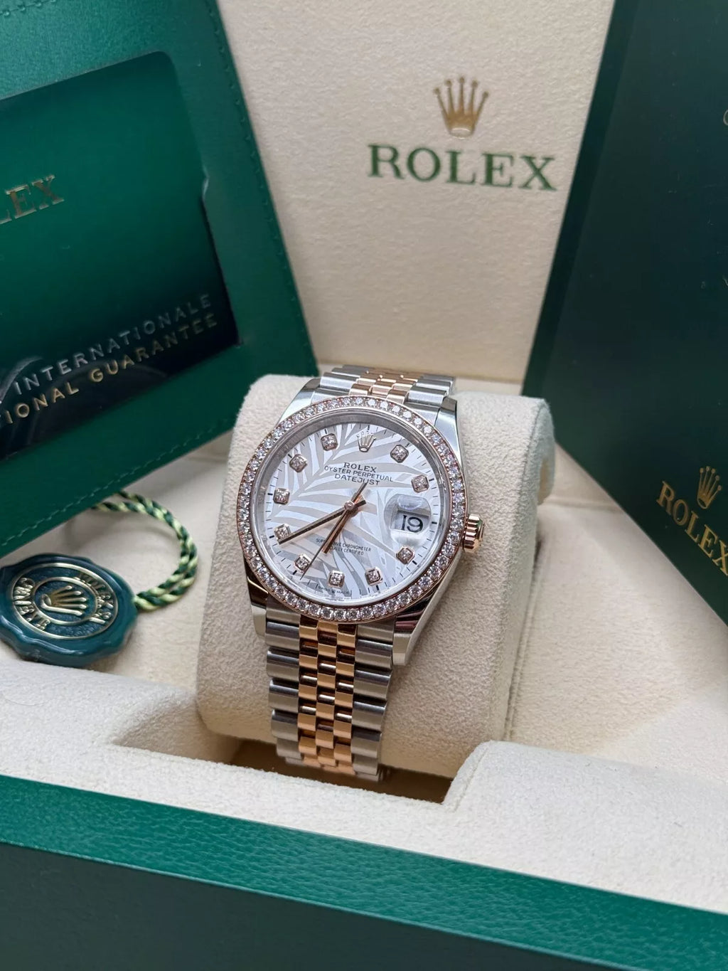 【1:1 Super Clone】  Datejust 36mm 126281 Silver Palm Motif Diamond Dial Oyster Bracelet