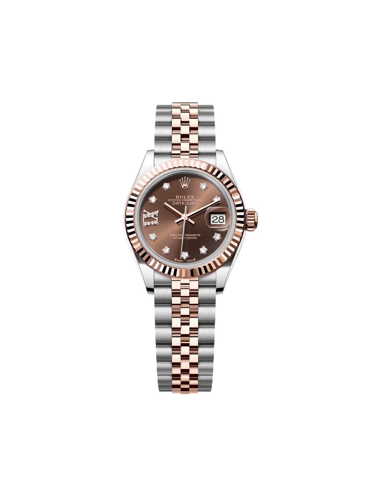【1:1 Super Clone】 Lady-Datejust 28mm 279171 Chocolate Diamond Set Oyster Stainless Steel and Rose Gold