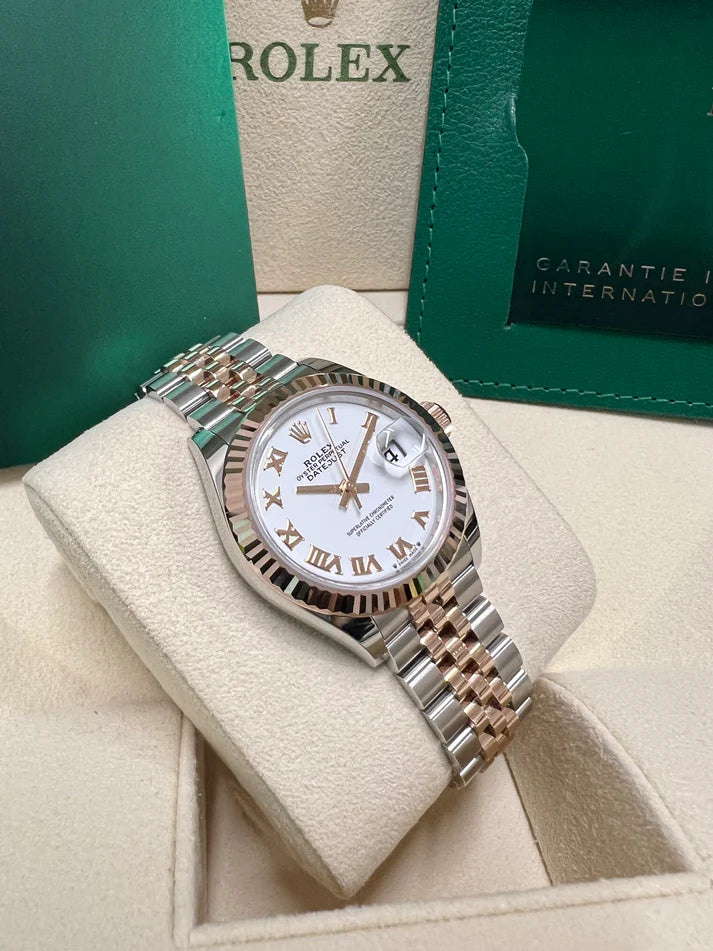 【1:1 Super Clone】 Lady-Datejust 28mm 279171 White Roman Oyster Stainless Steel and Rose Gold