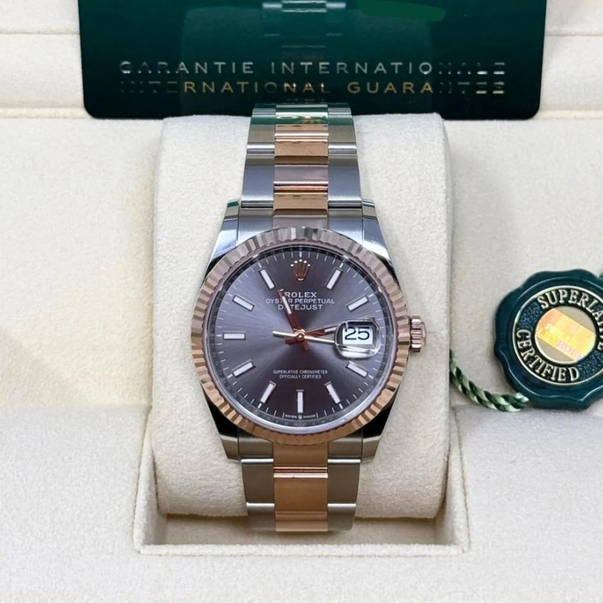【1:1 Super Clone】  Datejust 36mm 126231 Slate/Gray Dial Oystersteel and 18K Rose gold Oyster Bracelet