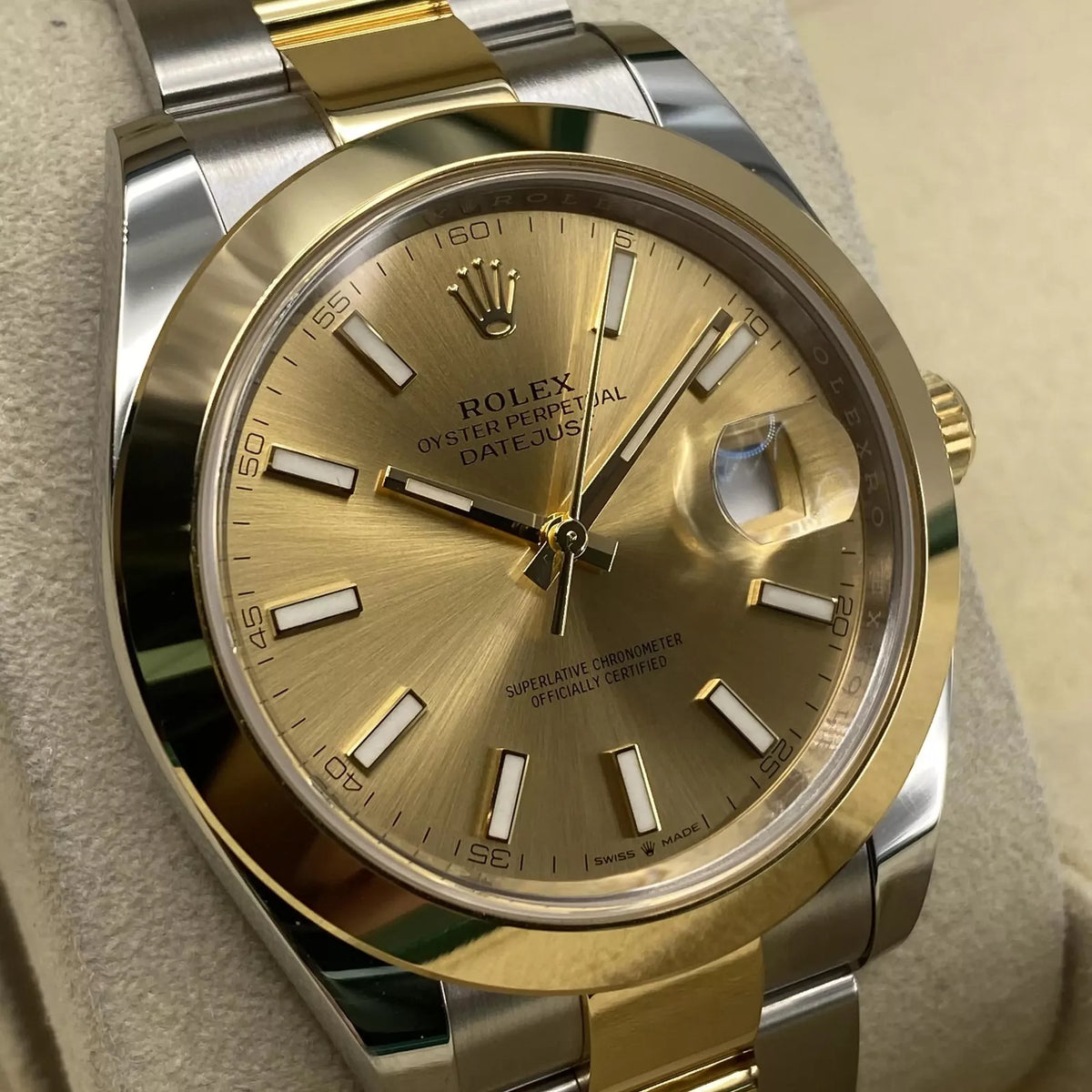 【1:1 Super Clone】 Datejust 41mm 126303 Champagne Index Oyster Steel and Yellow Gold Mens Watch