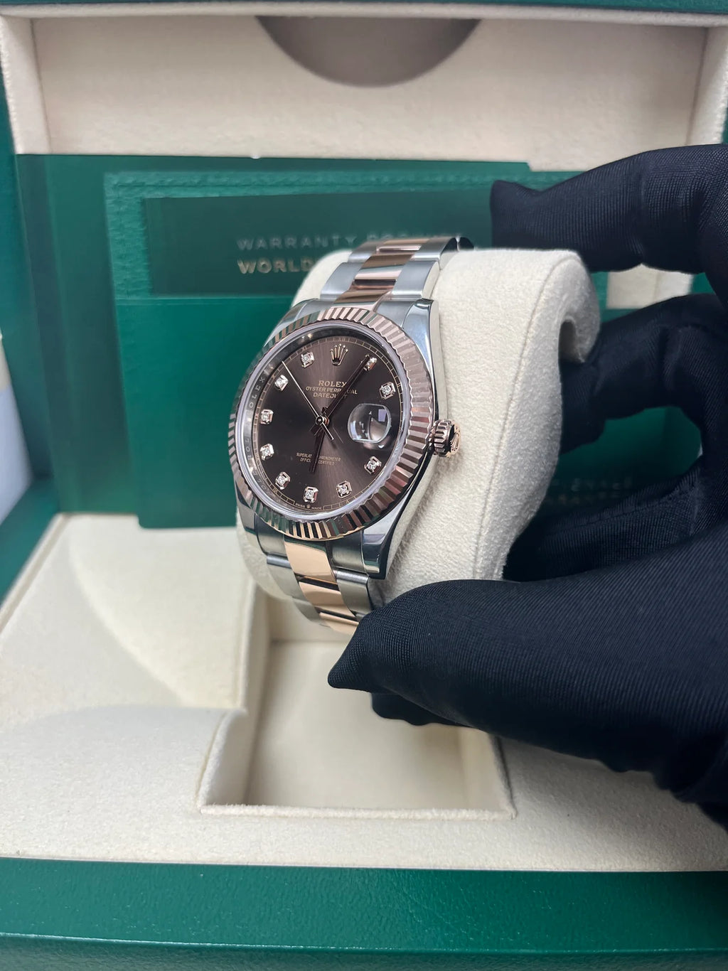 【1:1 Super Clone】 Datejust 41mm 126331 Datejust Chocolate Diamond Oyster Steel and Everose Gold Watch