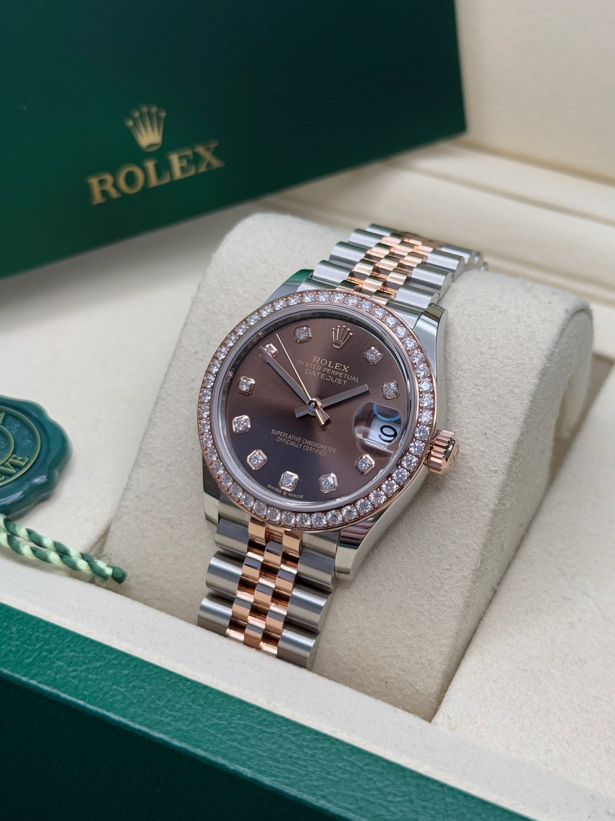 【1:1 Super Clone】 Datejust m278381-0027/0028 Chocolate Diamond 31mm Dial Diamond-Set Bezel and Oyster Bracelet Watch