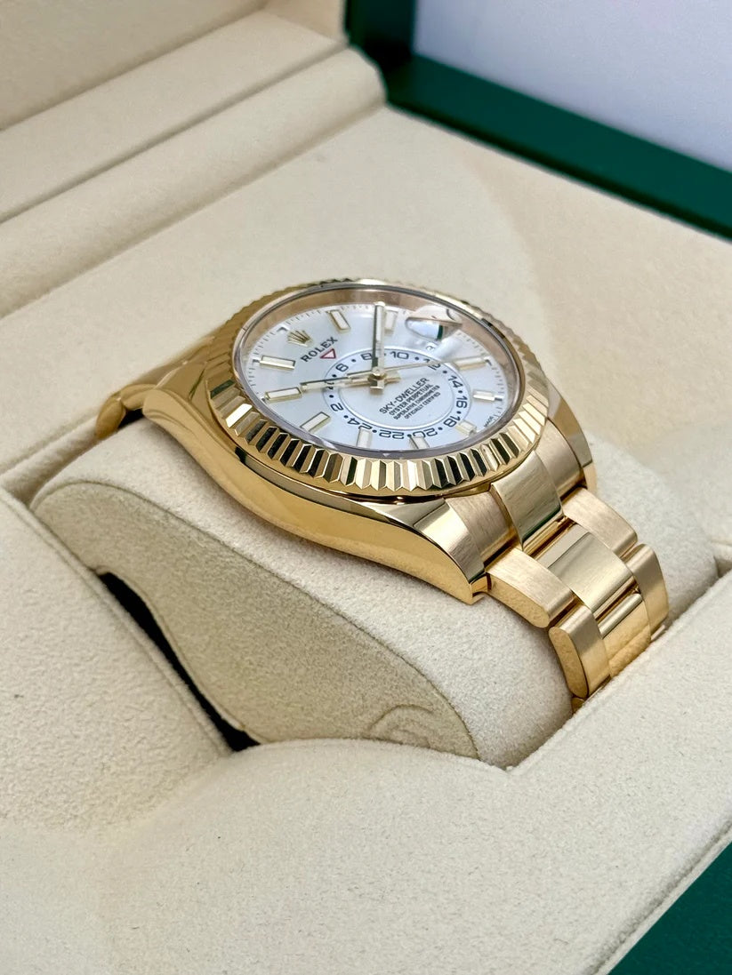 【1:1 Super Clone】  Sky-Dweller 42mm 336938-0003/0006 Yellow Gold White Dial Jubilee