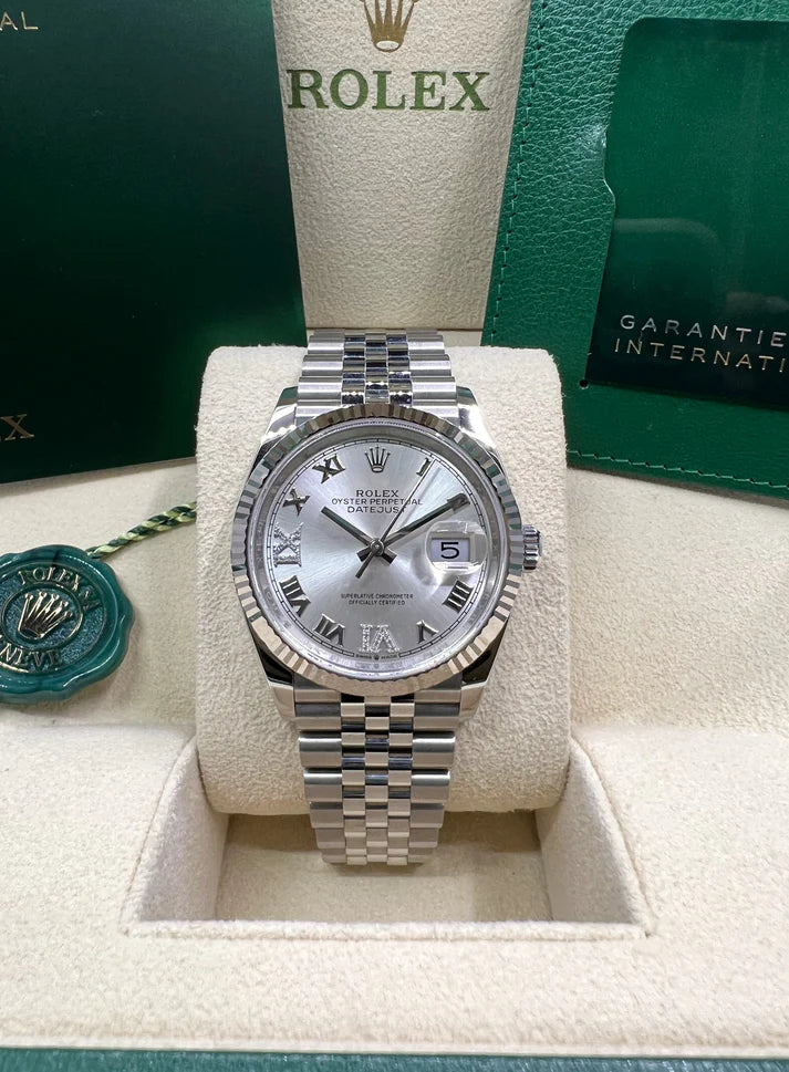 【1:1 Super Clone】  Datejust 36mm 126234 White Roman Dial Oyster Stainless Steel Mens