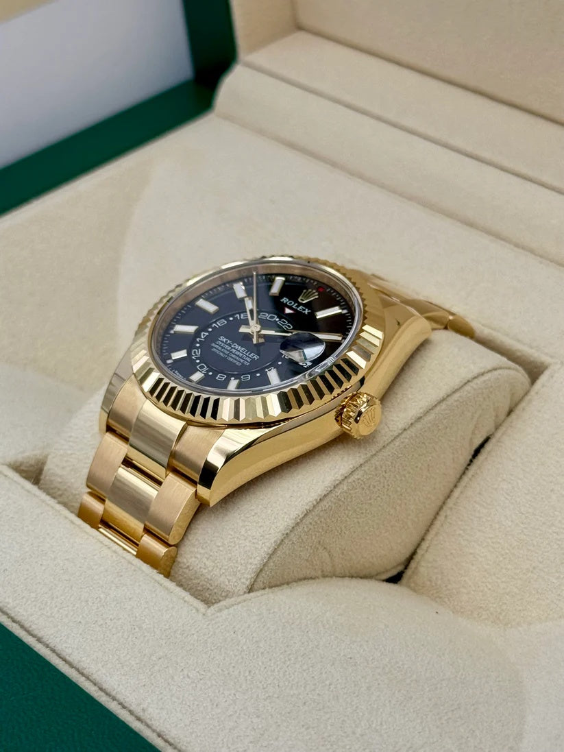 【1:1 Super Clone】  Sky-Dweller 42mm 336938-0002/0005 Yellow Gold Black Dial Oyster