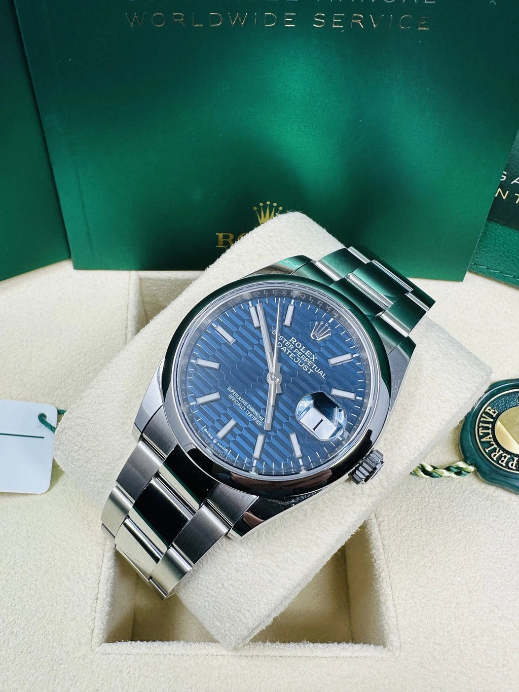 【1:1 Super Clone】  Datejust 36mm 126200 Oyster Perpetual Blue Fluted Motif Dial Jubilee Stainless Steel