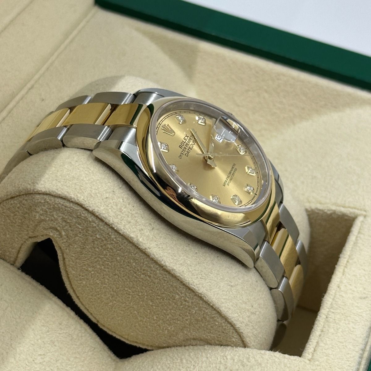 【1:1 Super Clone】  Datejust 36mm 126203 Champagne Set with Diamonds Dial Domed Bezel Oyster Bracelet