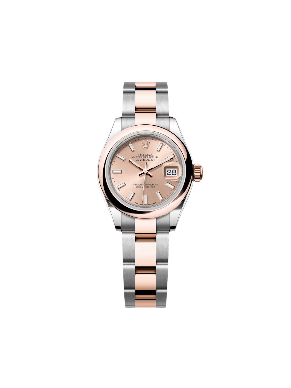 【1:1 Super Clone】 Lady-Datejust 28mm  279161 Rose Stick Dial, Two Tone Stainless Steel & 18K Rose Gold Oyster Bracelet Women's Watch