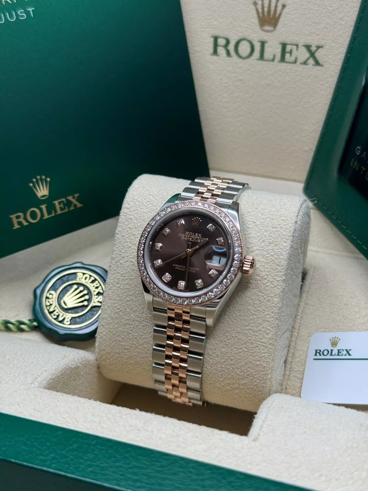 【1:1 Super Clone】 Lady-Datejust 28mm 279381RBR Chocolate Diamond Dial Oyster Bracelet