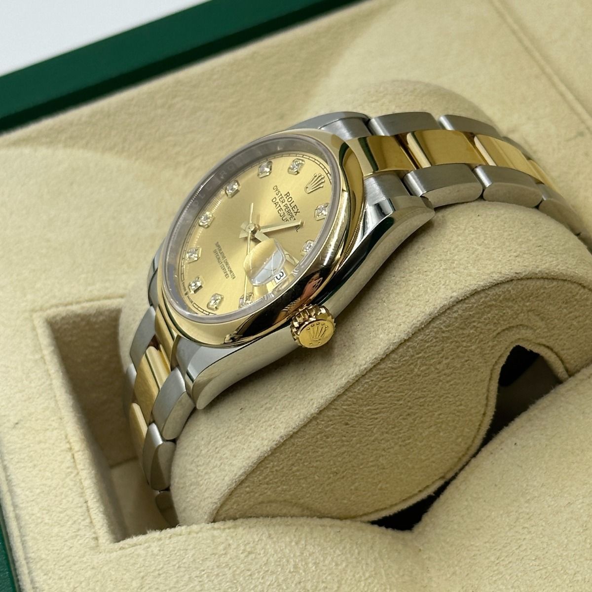 【1:1 Super Clone】  Datejust 36mm 126203 Champagne Set with Diamonds Dial Domed Bezel Oyster Bracelet