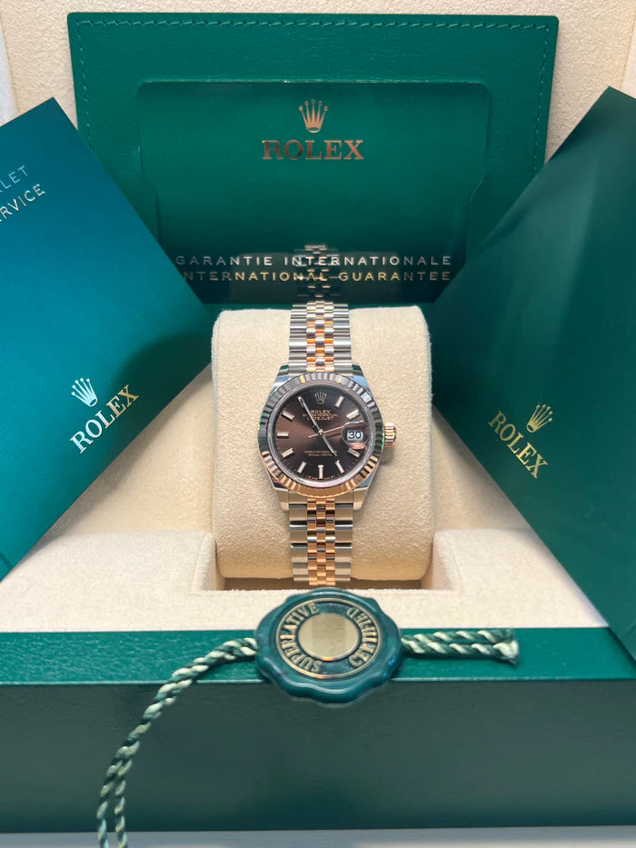 【1:1 Super Clone】 Lady-Datejust 28mm 279171 Chocolate Index Oyster Stainless Steel and Rose Gold