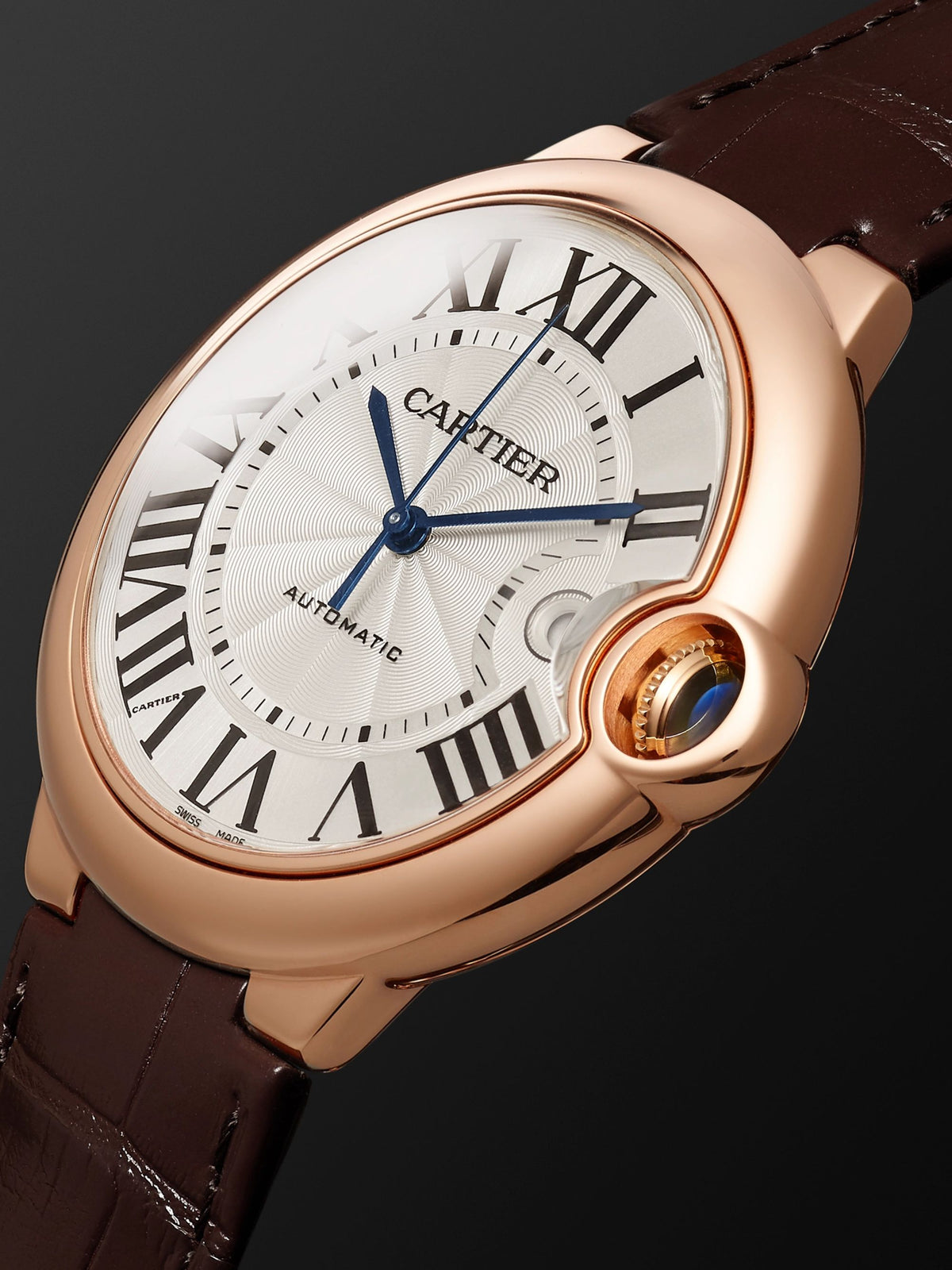 【1:1 Super Clone】Automatic 42mm 18-Karat Pink Gold and Alligator Watch, Ref. No. CRWGBB0017