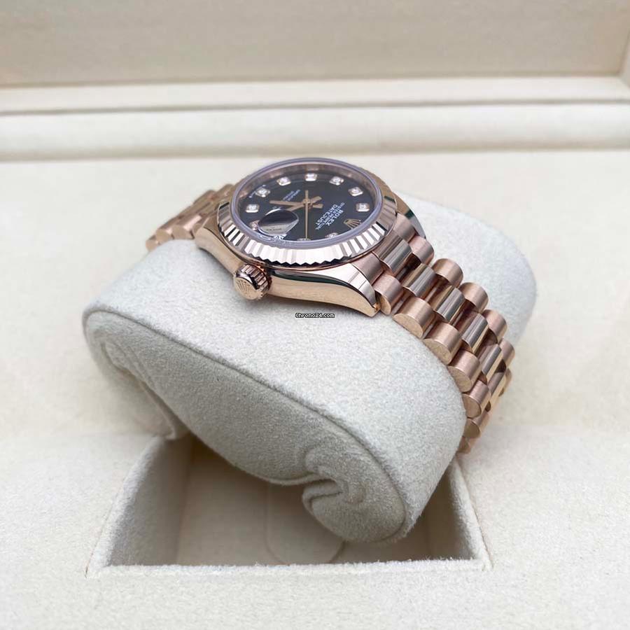 【1:1 Super Clone】 Lady-Datejust 28mm 279175 Aubergine Diamond-Set Dial President Everose Gold