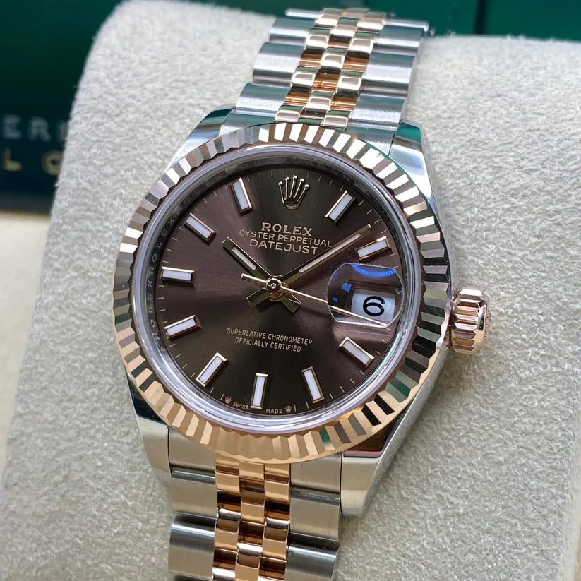 【1:1 Super Clone】 Lady-Datejust 28mm 279171 Chocolate Index Oyster Stainless Steel and Rose Gold