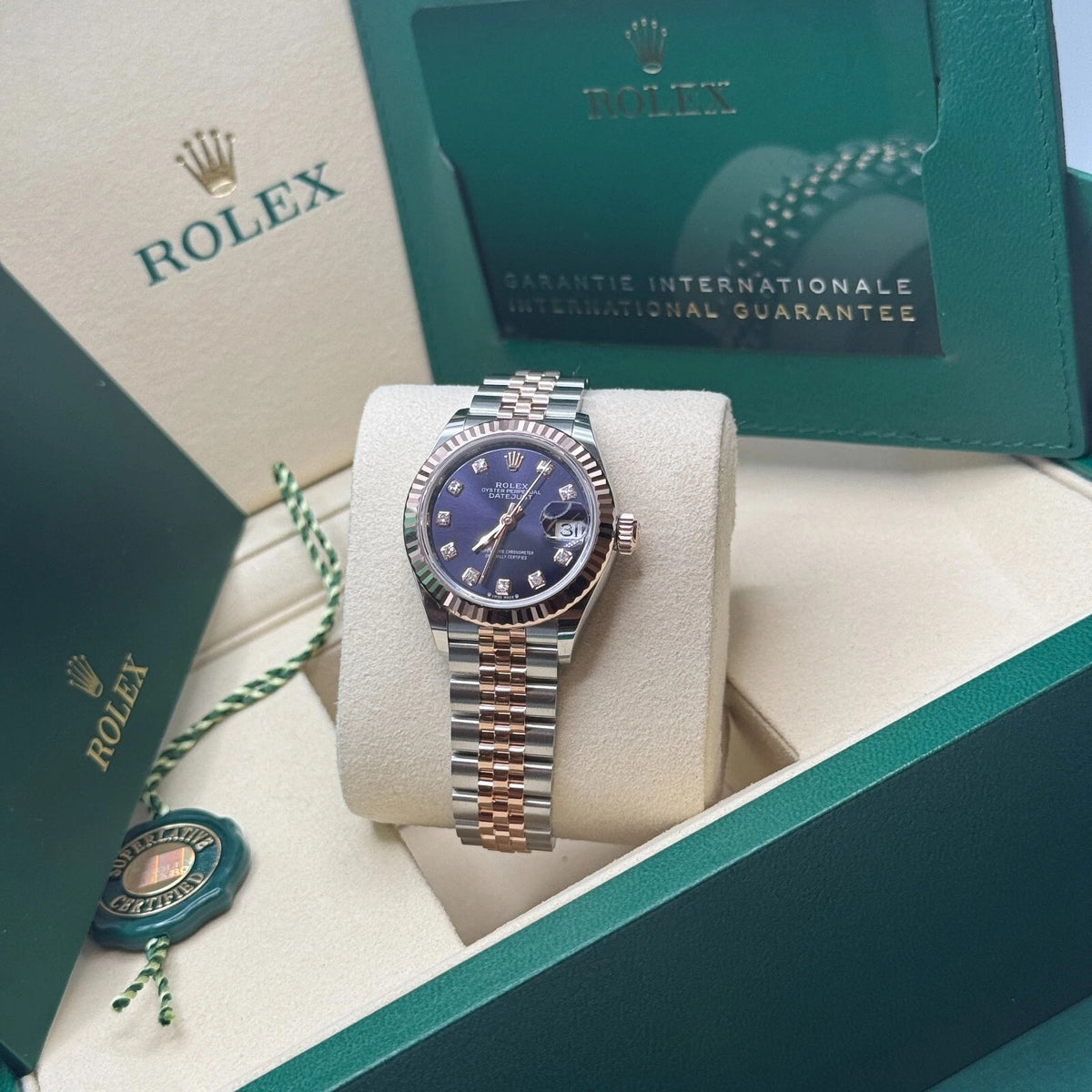 【1:1 Super Clone】 Lady-Datejust 28mm 279171 Aubergine Diamond Oyster Stainless Steel and Rose Gold