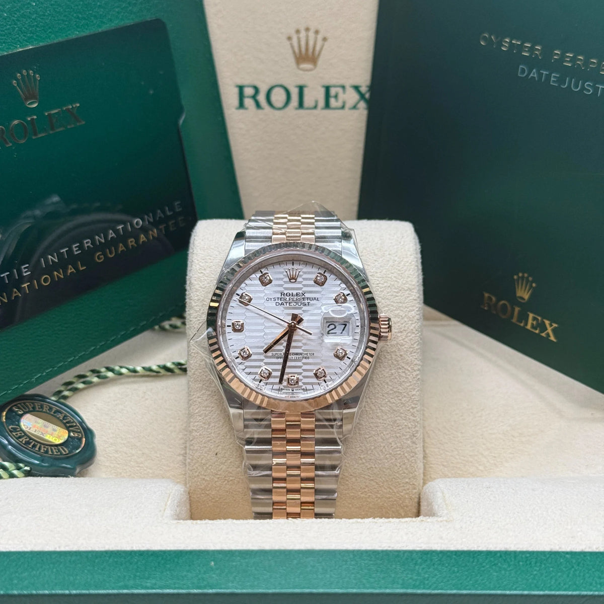 【1:1 Super Clone】  Datejust 36mm 126231 Silver Fluted Motif Dial Oystersteel and Everose gold Bracelet
