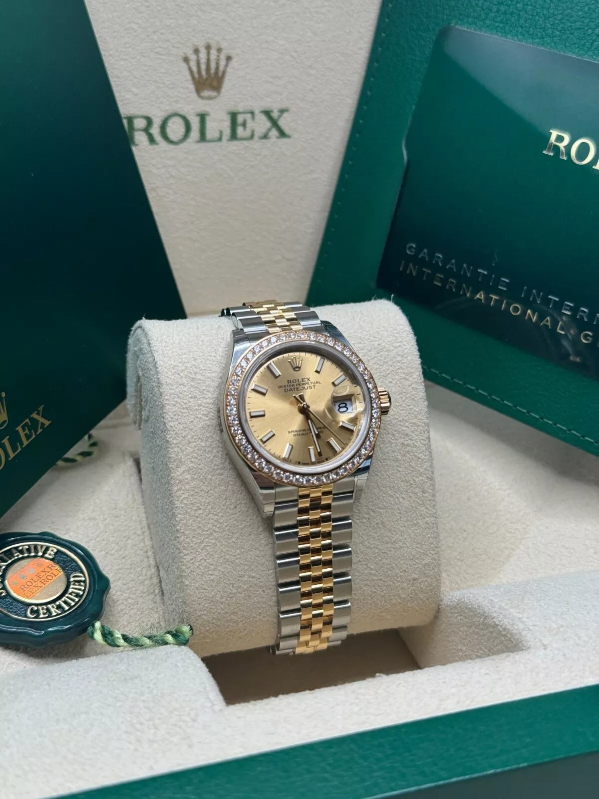 【1:1 Super Clone】 Lady-Datejust 28mm 279383RBR Champagne Dial Yellow Rolesor Oyster Bracelet