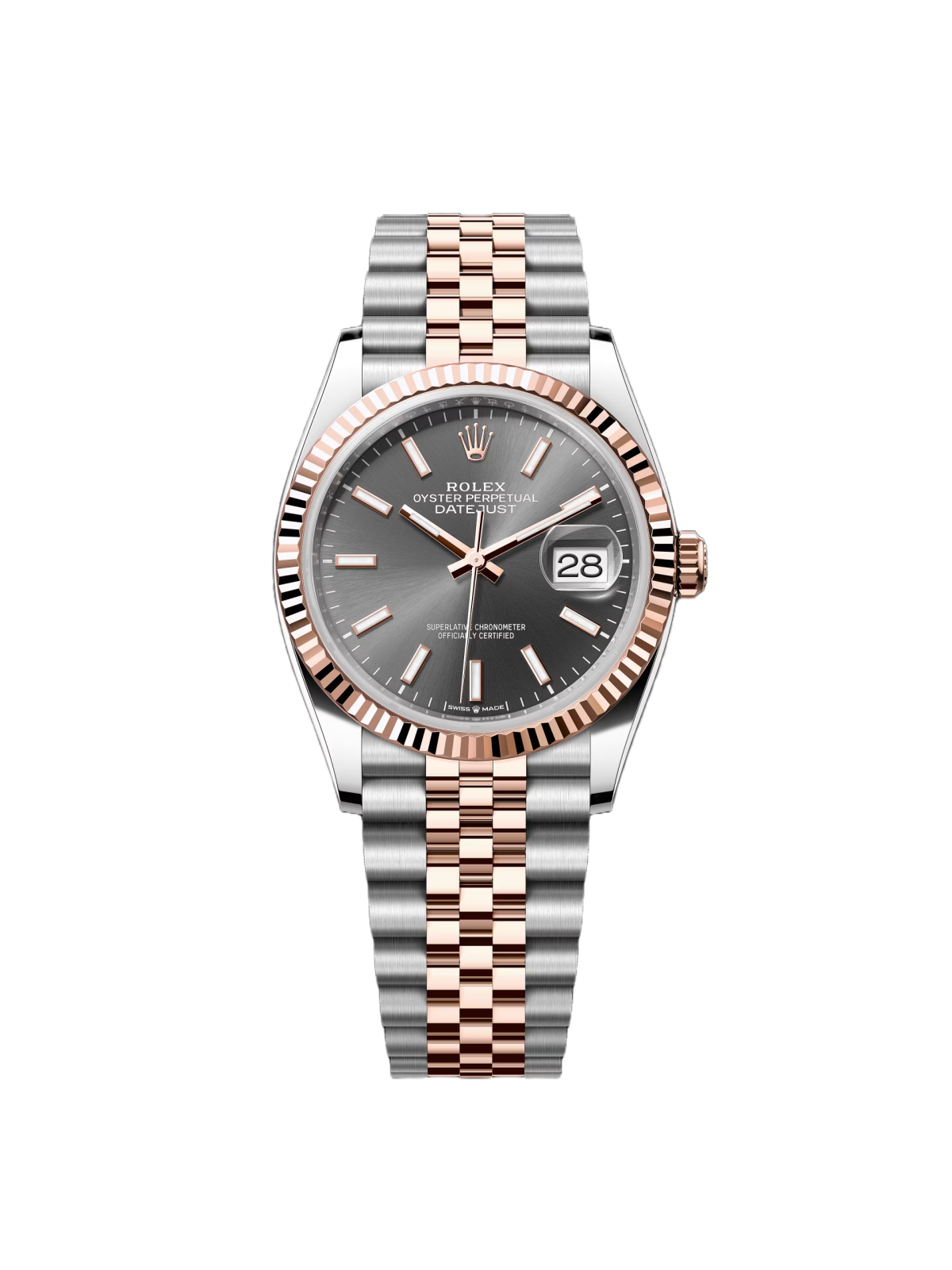 【1:1 Super Clone】  Datejust 36mm 126231 Slate/Gray Dial Oystersteel and 18K Rose gold Oyster Bracelet