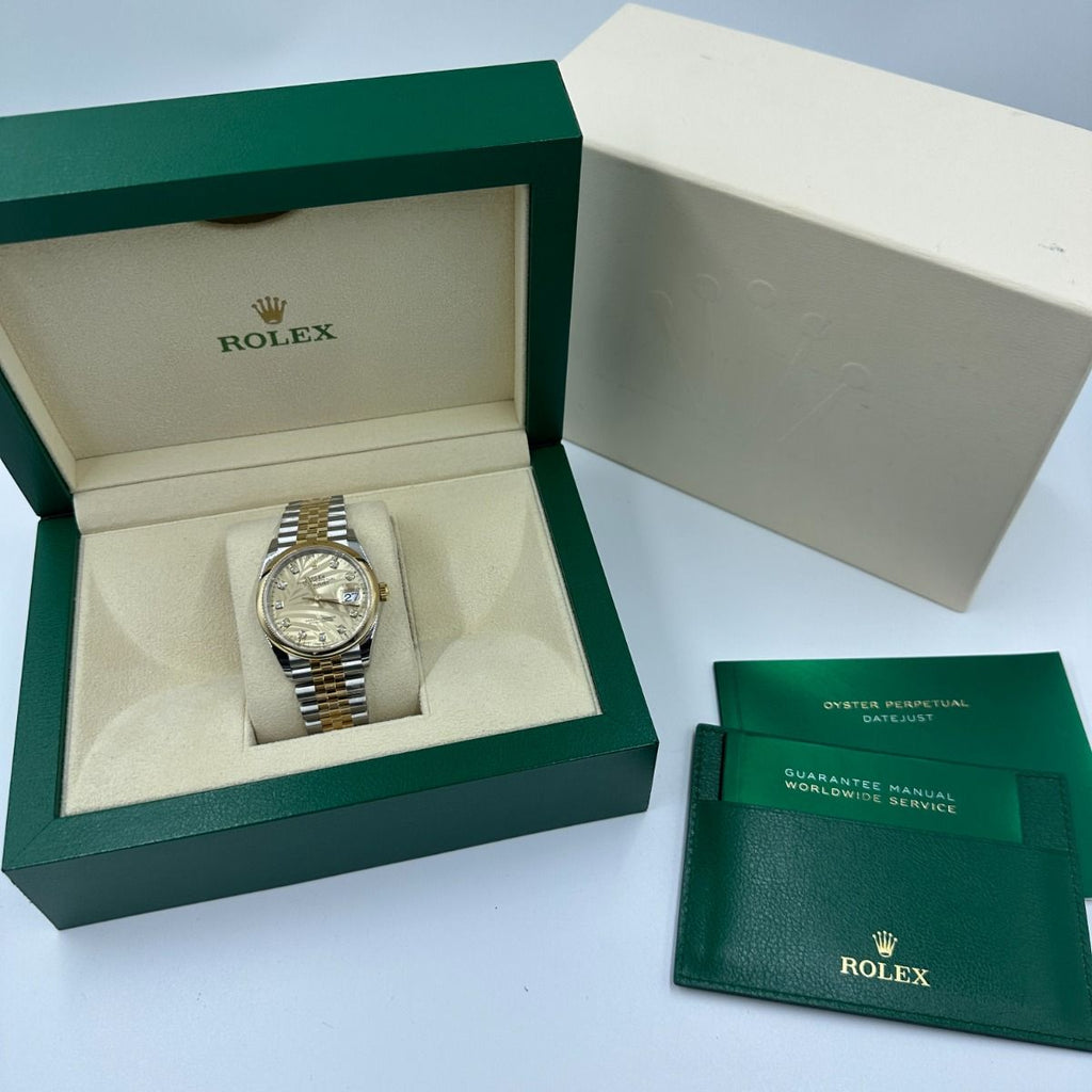 【1:1 Super Clone】  Datejust 36mm 126203 Golden Fluted Dial Domed Bezel Oyster Bracelet