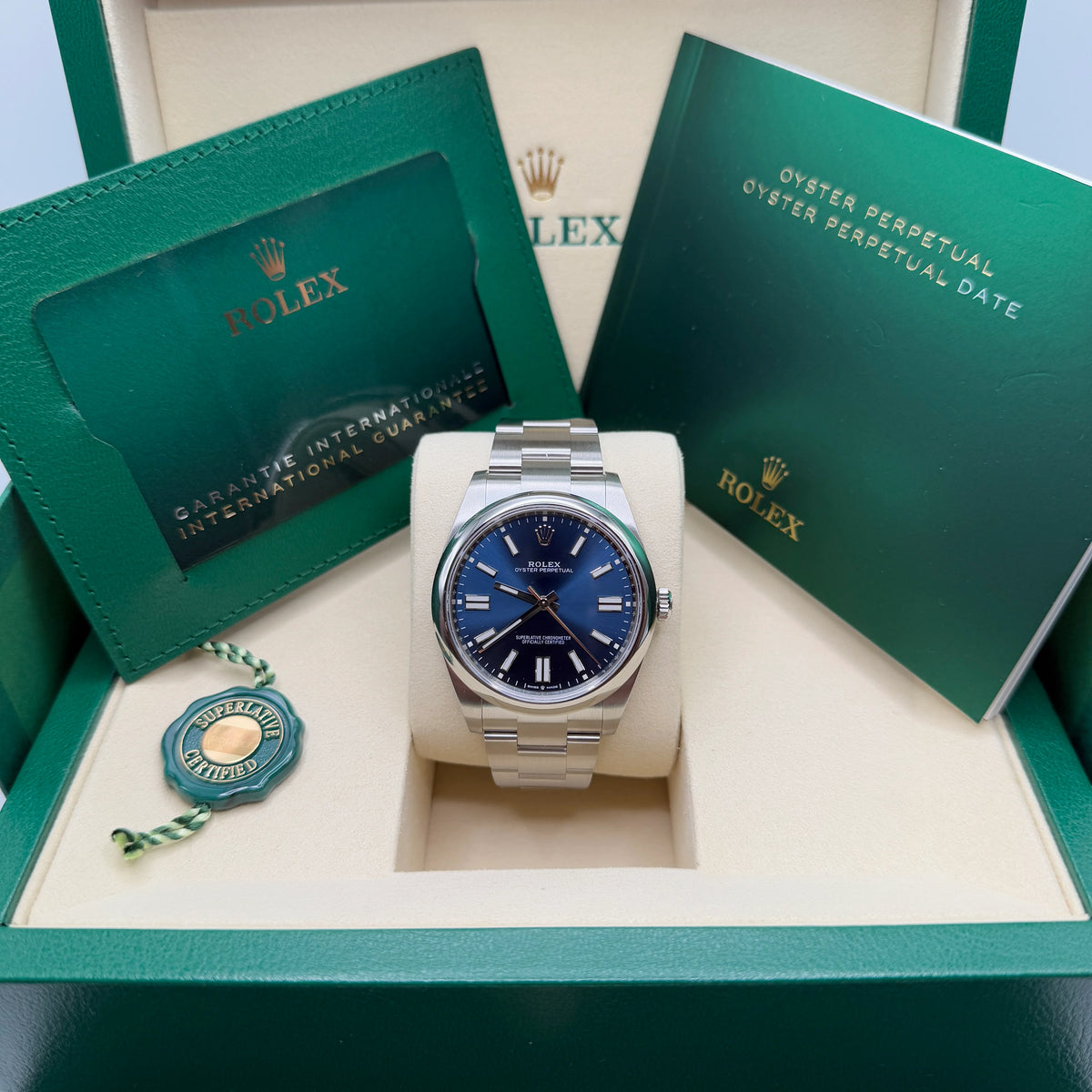 【1:1 Super Clone】 Oyster Perpetual 41mm 124300-0003 Oyster Perpetual Stainless Steel Blue Index Dial Watch