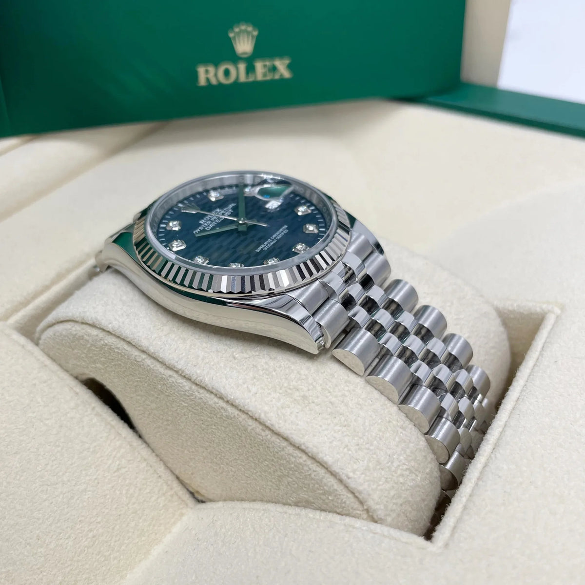 【1:1 Super Clone】  Datejust 36mm 126234 Blue Fluted Motif Diamond Dial Jubilee Bracelet Watch