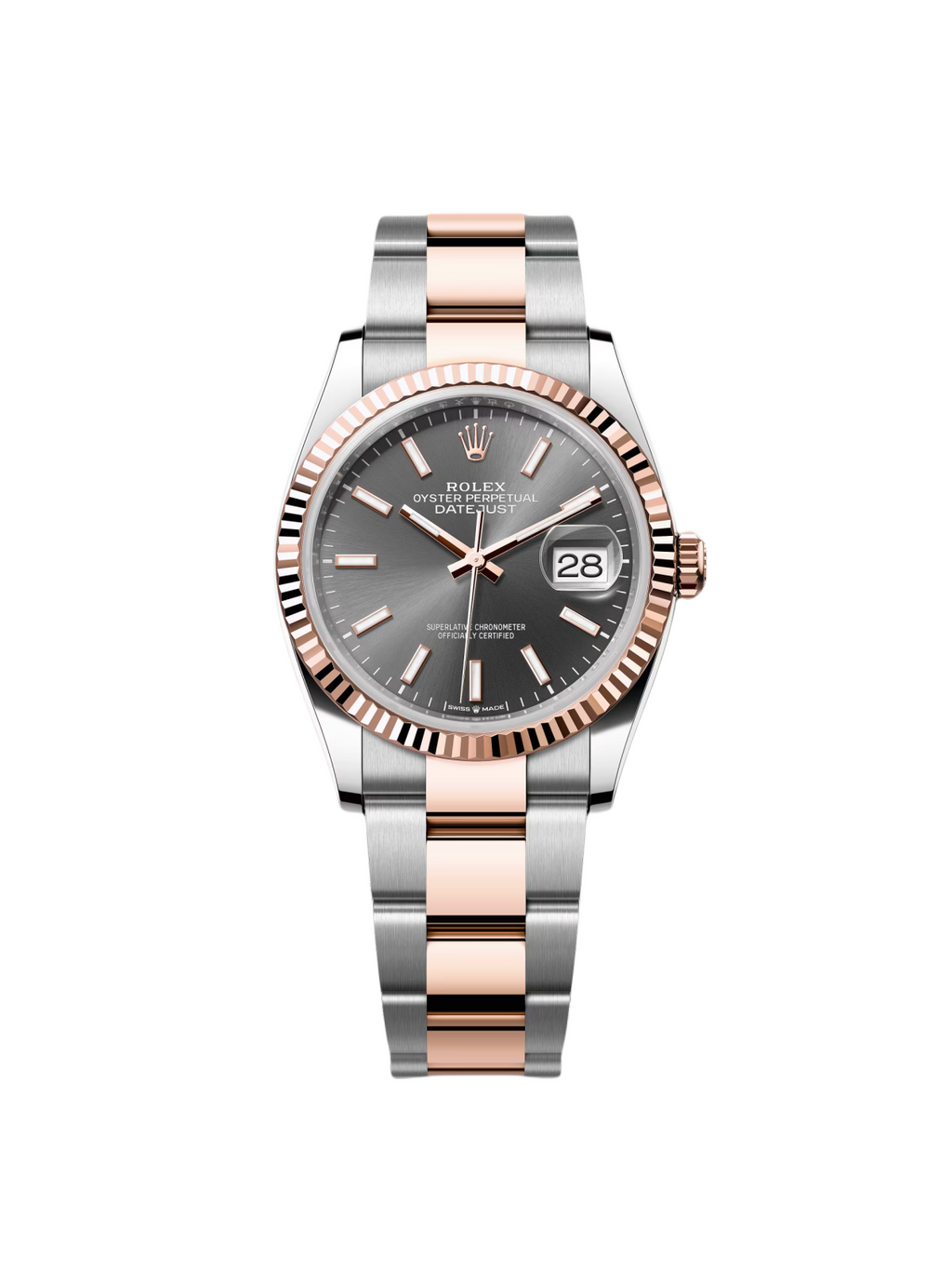 【1:1 Super Clone】  Datejust 36mm 126231 Slate/Gray Dial Oystersteel and 18K Rose gold Oyster Bracelet