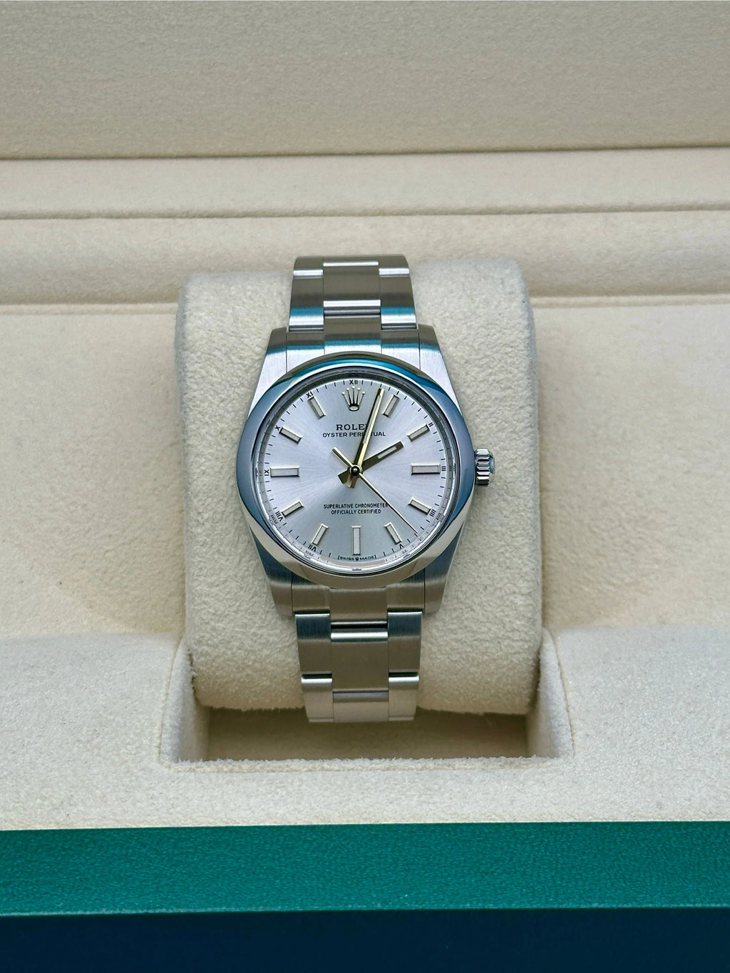 【1:1 Super Clone】 Oyster Perpetual 34mm 124200-0001 Silver Dial Oyster Stainless Steel Bracelet