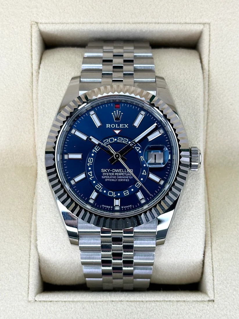 【1:1 Super Clone】  Sky-Dweller 42mm 336934‑0005/0006 Stainless Steel Blue Dial Jubilee