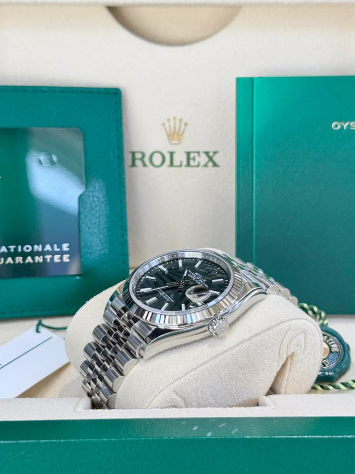 【1:1 Super Clone】  Datejust 36mm 126234 Olive Green Palm Motif Dial Jubilee Stainless Steel Watch