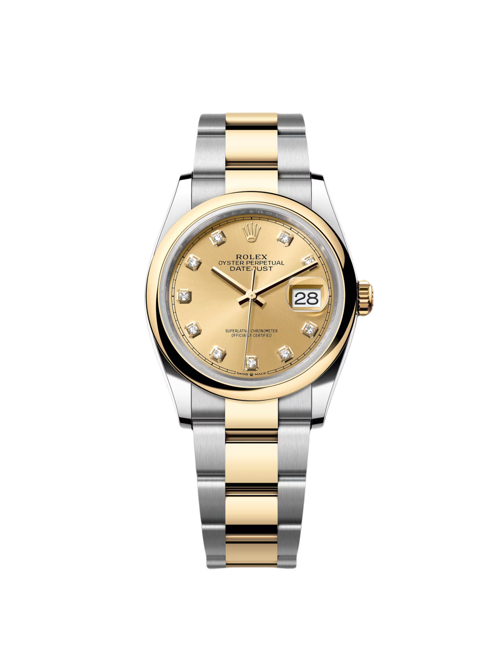 【1:1 Super Clone】  Datejust 36mm 126203 Champagne Set with Diamonds Dial Domed Bezel Oyster Bracelet