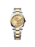 【1:1 Super Clone】  Datejust 36mm 126203 Champagne Set with Diamonds Dial Domed Bezel Oyster Bracelet