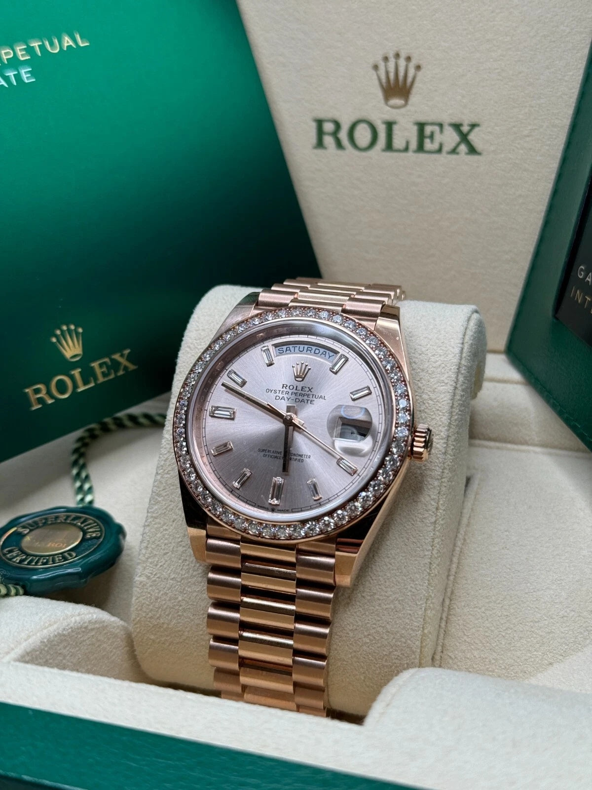 【1:1 Super Clone】  Day-Date 40mm Sundust Diamonds Dial 228345rbr-0007