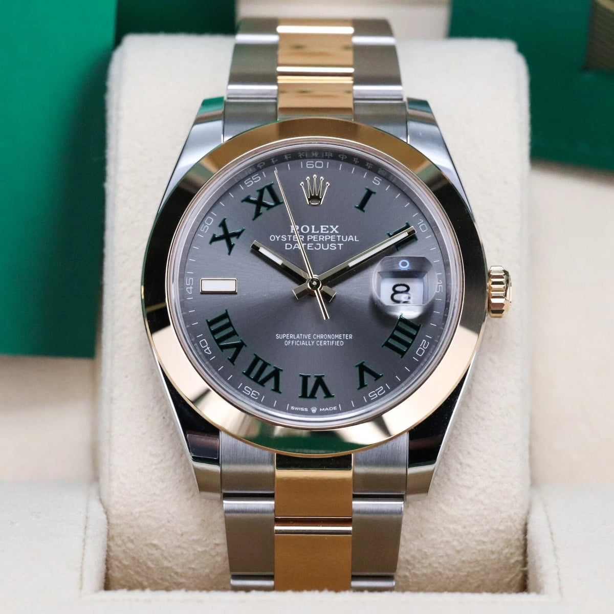 【1:1 Super Clone】 Datejust 41mm 126303 Slate Roman Oyster Steel and Yellow Gold Mens Watch